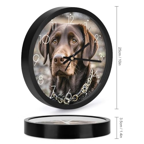 Horloge murale silencieuse à piles design Labrador marron pour salon