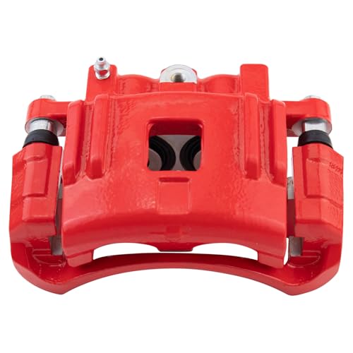 Image of TRQ Performance Front Brake Caliper Set Painted Red Brackets Compatible with 2004-2008 Chevrolet Colorado 2004-2008 GMC Canyon 2006 Isuzu i-280 i-350 2007-2008 i-290 i-370