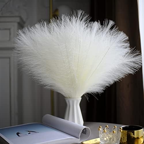 6 Pcs Pink Artificial Pampas Grass, 18'' Short Small Faux Fluffy Pampas Bouquet Plants Flower, Fake Pompass Grass Branches for Wedding Home Accessories Christmas Decorations