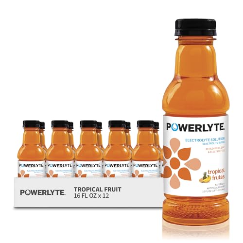 POWERLYTE Sport Hydration Electrolyte Solution Drink for Rehydration | Tropical Fruit | 16 Fl Oz | 12-Pack