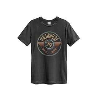 Amplified – T-shirt FOO Fighters Rock Band pour homme – Logo classique (gris) (S-L) - Les Beatles, Paul McCartney, John Lennon, RIngo Starr, George Harrison