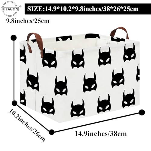 Image of Batman Basket Kids Storage Basket Cute Basket Empty Toy Storage Bin Organizer Box Rectangular Room Decor for Home Books(Black bats)