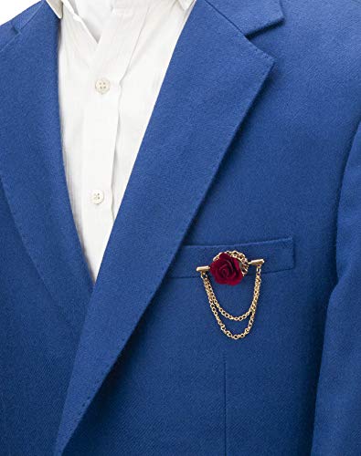 Knighthood Maroon Flower with Double Hanging Chain Lapel Pin/Brooch3