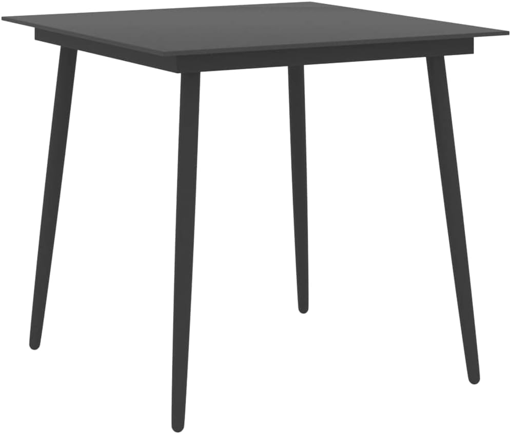Patio Dining Table,Backyard Table,Porch Side Table,Patio Bistro Table,Outdoor Coffee Table,for Patio, Deck, Lawn, Garden, Backyard, Black 59.1"x35.4"x29.1" Steel and Glass