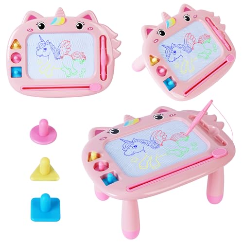 Pizarra Magnética de Dibujo Infantil, Pizarra Magica de Colores con 3 sellos Magnético Pintura de la Escritura Doodle Sketch Pad Almohadilla Borrable de Escritura para niños de 1 a 5 años