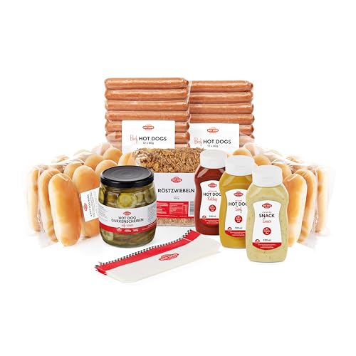 HOT DOG WORLD - Hotdog-Partypaket 'dänische Art' für 24 Hot Dogs (Strohschwein)