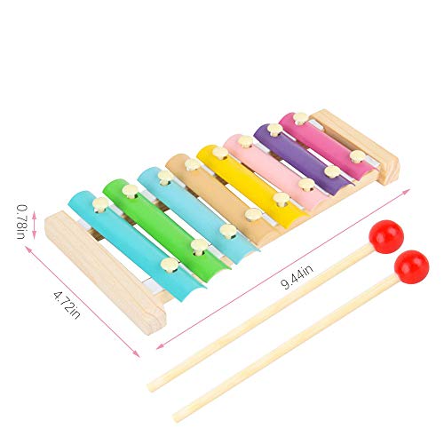 Geen slabbetje, xylofoon voor kinderen, muziekinstrument, met kinderbeveiliging, regenboogkleuren, speelgoed van hout… - Image 3