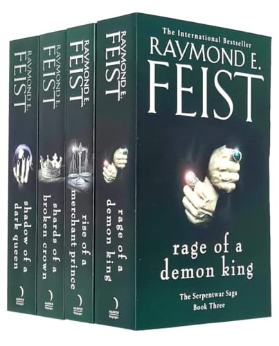 Raymond E. Feist The Serpentwar Saga 4 Books Complete Collection Set - Shadow of a Dark Queen, Rise of a Merchant Prince, Rage of a Demon King, Shards of a Broken Crown)