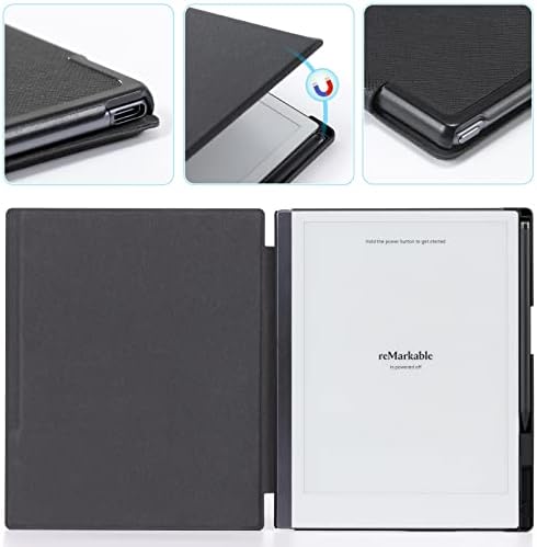 CoBak Case for Remarkable 2 Paper Tablet - Lightweight and Hard Back Shell Protective Book Folio Cover with Built-in Pen Holder - for 10.3" 2020 Released (Black)
