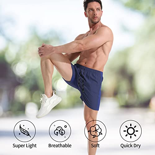 Vpos Gym Shorts For Men 5 Inch - Lightweight Mens Athletic Shorts Quick Dry Workout Running Shorts With Zipper Pockets (Navy, Medium) #TOP2