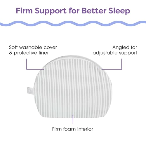 Image of Boppy Wedge Pregnancy Pillow - Compact Support Wedge Maternity Pillow for Back, Knees, Pelvic Floor at Home, Office & Travel with Washable Knit Cover - Gray Modern Stripe