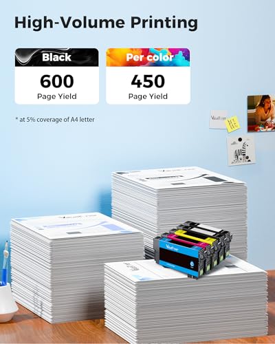 Image of Valuetoner Remanufactured Replacement for Epson 212 Ink Cartridges 212XL High Yield T212 T212XL Work with Epson XP-4100 XP-4105 Workforce WF-2830 WF-2850 (2 Black, 1 Cyan, 1 Magenta, 1 Yellow)