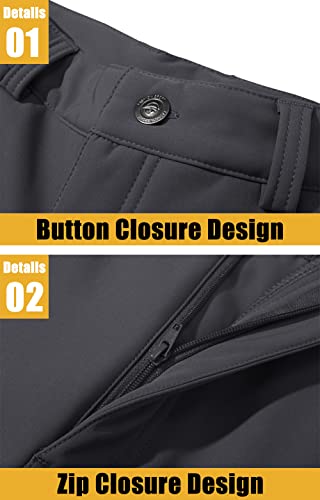 Tacvasen Men's Hiking Pants Water Repellent Windproof Snowboard Pants With 5 Pockets Black, 32 #TOP3