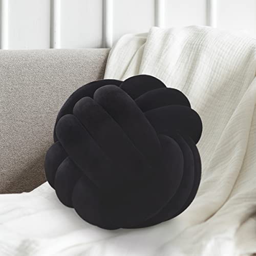 Jugbey Knot Pillow Ball,Soft Black Plusch Knotted Round Pillows For Sensory Stress Relieving, Aesthetic & Cute Small Decorative Throw Cushion For Bed, Floor, Couch, Bedroom Decor 7.8Inches #TOP7