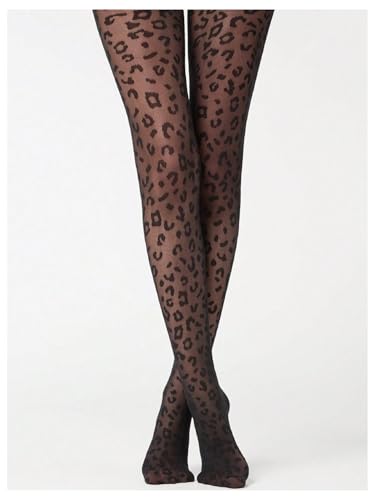 WDIRARA Women's Leopard Print Tights Sheer Mesh Thigh High Pantyhose Stockings2