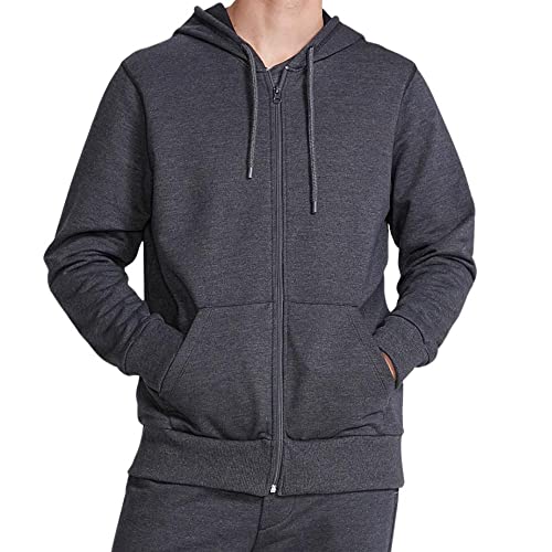 Jaqueta Básica Masculina De Moletom Com Capuz Cinza M
