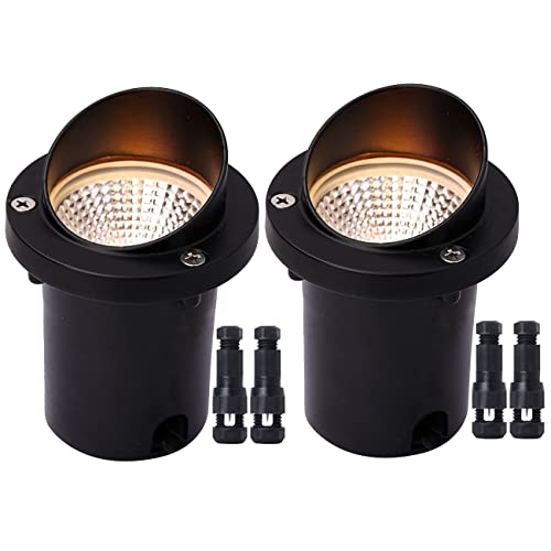 ELEGLO 6W LED Shielded Well Light Outdoor,Low Voltage Landscape Lights Anti-Glare In-Ground Lights, 12-24V IP67 Waterproof Warm White Paver Lights with Wire Connector for Yard,Fence