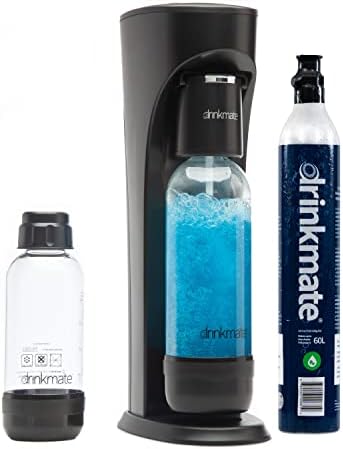 Drinkmate OmniFizz Sparkling Water and Soda Maker, Carbonates Any Drink, Special Bundle - Includes 60L CO2 Cylinder, Two Carbonation Bottles, and Fizz Infuser, Matte Black