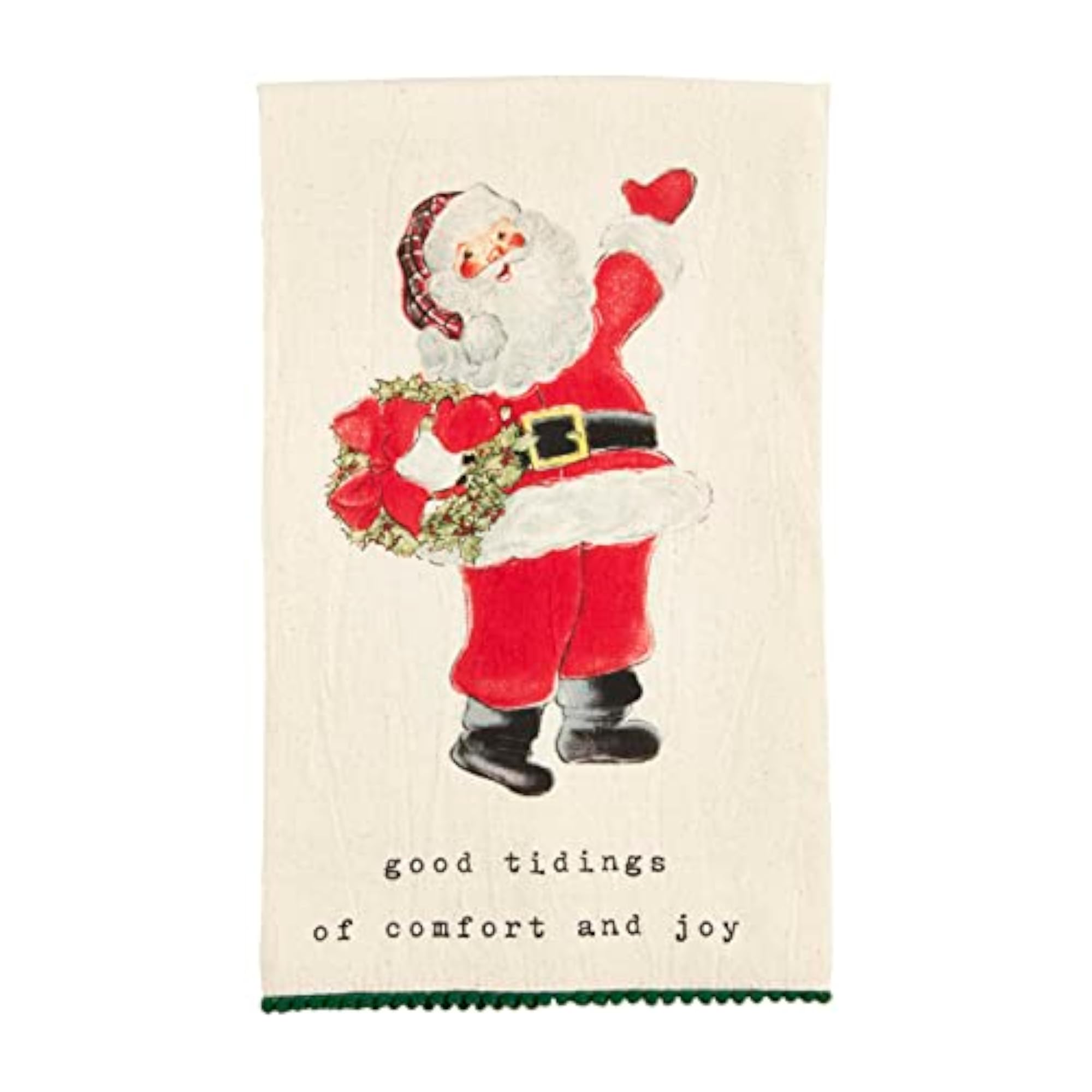 Christmas Hand Towel, Wreath Santa Design