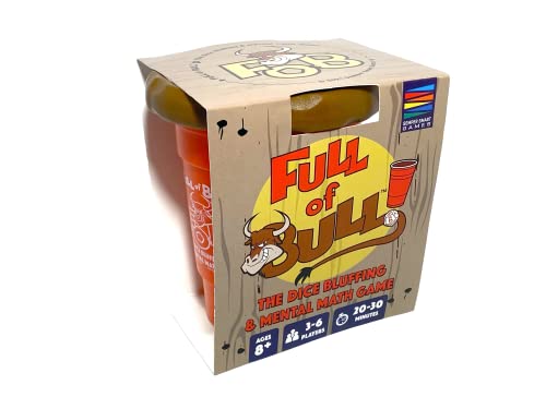 Full of Bull! Dice Bluffing & Mental Math Game-fun family game to help master STEM multiplication & addition skills & strengthen algebraic thinking, Social IQ, persuasion & intuitive reasoning.