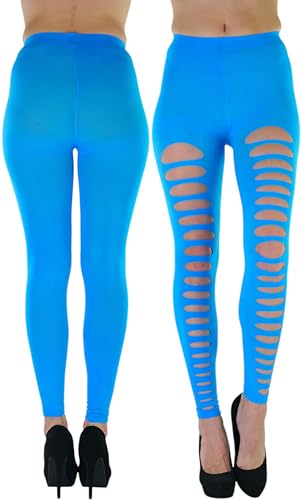 Image of ToBeInStyle Women's Slashed Ripped Shredded Distressed Hosiery Tights Leggings Music Festival