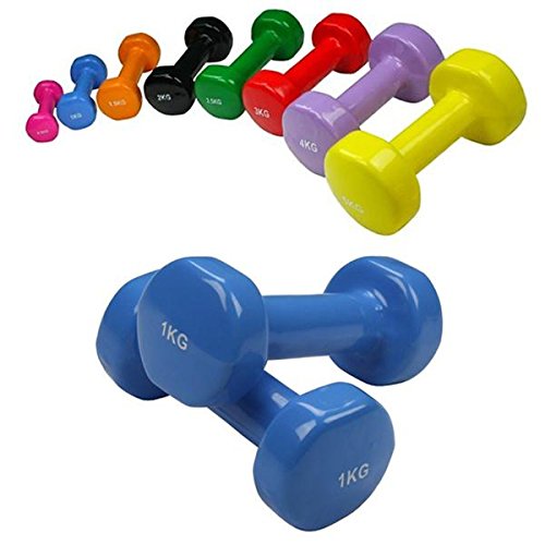 BB Sport Haltères en Vinyle Set de 2 haltères Courts 0,5 à 5 kg, Poids:2 x 3 kg Cover