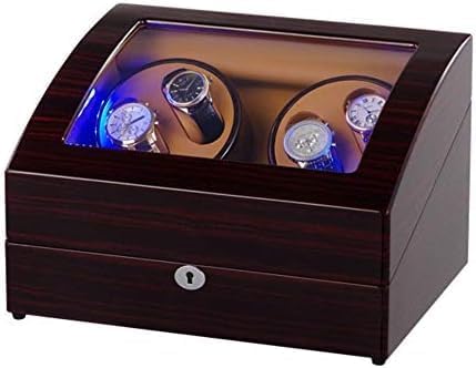 Mechanical Watch Shaker Automatic Rotate Watch Winder 4+6 Leather Storages Automatic Winding Box Quiet Motor 4 Rotation Modes with Lock LED Illuminati