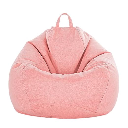 FANSU Pouf Poire sans Remplissage, Couleurs Unies Polyester, Sac Haricots pour Enfant Adulte, Salon Chambre Soft, Polyvalent de Rangement (70x80cm, Rose)