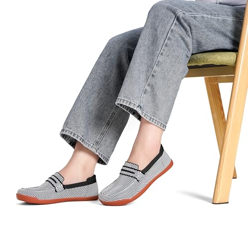 Image of WHITIN Women's Slip On Penny Loafers Wide Width | Comfortable Knit Flat Shoes