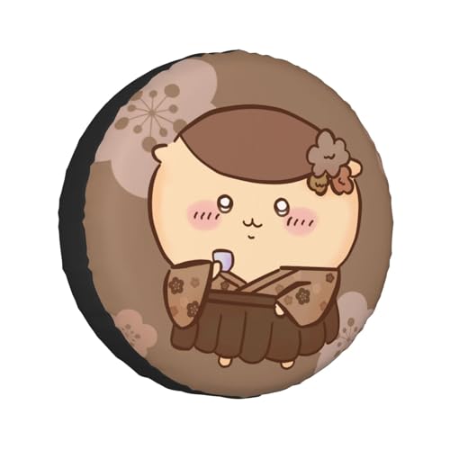 タイヤカバー ちいかわ くりまんじゅう スペアタイヤカバー おしゃれ タイヤ収納 防塵 防水 防紫外線 日焼け止 汚れ防止 劣化対策 タイヤバッグ 持ち運び便利 取付簡単 カー用品 14〜17インチ 屋外 軽自動車 普通車 汎用 17インチ:直径80-83