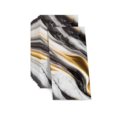 Lot de 10 panneaux muraux auto-adhésifs effet marbre, 60 x 30 cm, en PVC, imperméable, résistant à l'huile, pour cuisine, salle de bain, salon (type C)