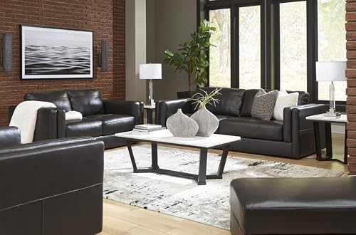 Signature Design by Ashley Amiata Contemporary Firmly Cushioned Leather Rectangular Ottoman, Black by Signature Design by Ashley - Image 7