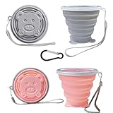 FINDWORLD Collapsible Cups-Silicone Foldable Cup-Expandable Folding DrinkingCup Reusable Portable Mugs-Cup For Travel, Camping, Hiking, Beach, Holiday Vacation, Outdoor Sports (GreyPink)