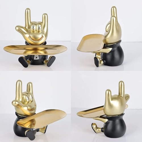 Estatua decorativa abstracta de mano con bandeja miniatura 6