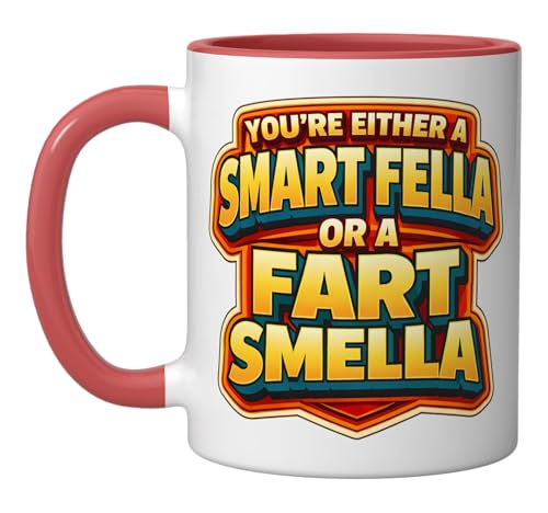 Taza de cerámica con diseño divertido 11 onzas rojo/blanco miniatura 1