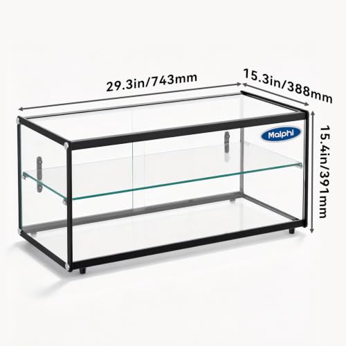 Image of Malphi 30in. Tiered Pastry Bakery Display Case with Glass Shelf and Sliding Door,3cu. ft. Capacity|Large Bread Cookie Display Box | 29.3 inch x 15.3 inch x 15.4 inch