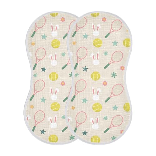 2 Pack Muslin Burp Cloths Tennis Cotton Baby Burp Cloths Ultra Absorbent and Soft Burping Cloth for Newborn Must Haves, Large 22