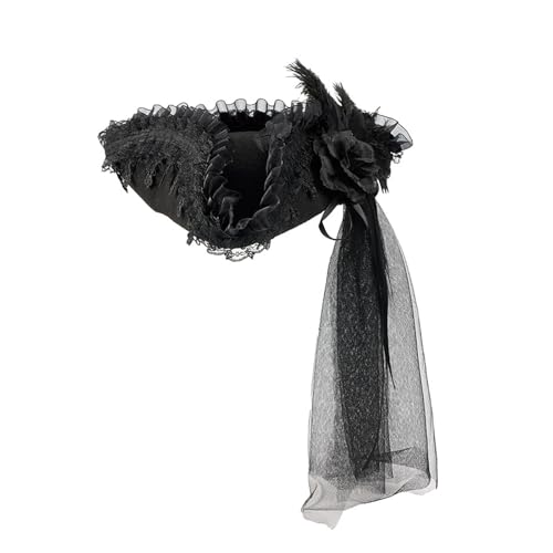 Chapeau de capitaine de pirate tri-pointu victorien et costume d'époque avec voile