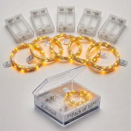 Image of Pack of 10 / 3Mtr / 30 LED's Battery Operated Magic Fairy String /Strip Light with Copper Wire for DIY Lights for Festival, Indoor /Outdoor, Home Decoration (WW /Fairy String Light)