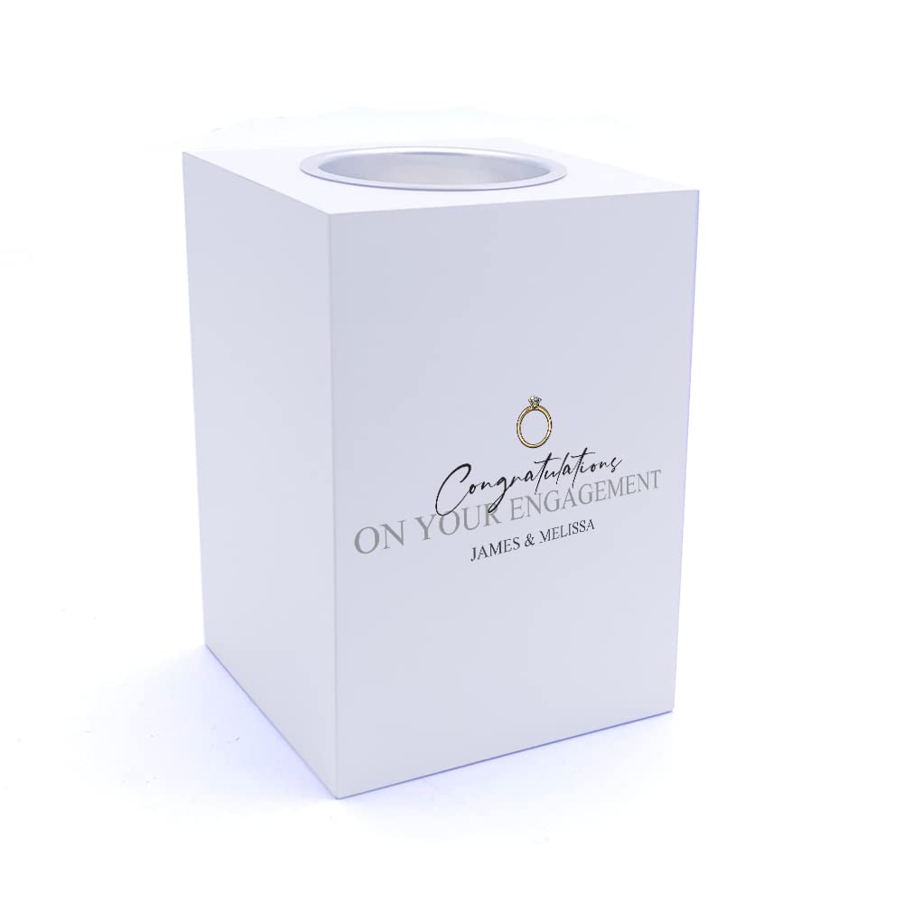 Ukgiftstoreonline Red Personalised Congratulations On Your Engagement Tea Light Holder
