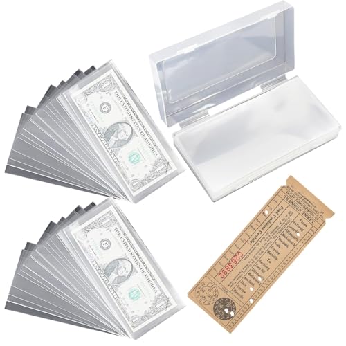 Clear Paper Money Sleeve | Money Saving Sleeve | Money Bag | Cash Envelopes | 100x Banknotes Protector Sleeves | Dollar Bill Hol