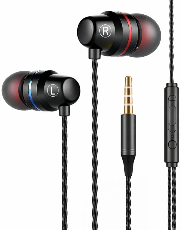 Wired Earbuds with Microphone, 3.5mm in-Ear Headphones with in-Line Remote for Phone, Laptop, Tablet