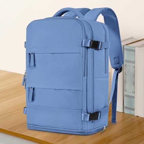 Image of coowoz Travel Backpack for Women Men,Carry On Backpack,Hiking Backpacks Outdoor Sports Rucksack Casual Daypack Travel Essentials Sky Blue