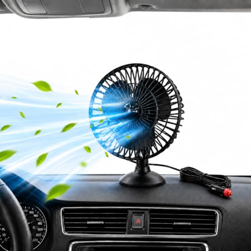 Innovtec Ventilateur de Voiture 12v, Ventilateur de Voiture Allume Cigare Portable Camion Ventilation Ventouse RéGlable Ventilateur de Bureau