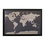 Push Pin Travel Maps Earth Toned World with Black Frame and Pins 24 x 36