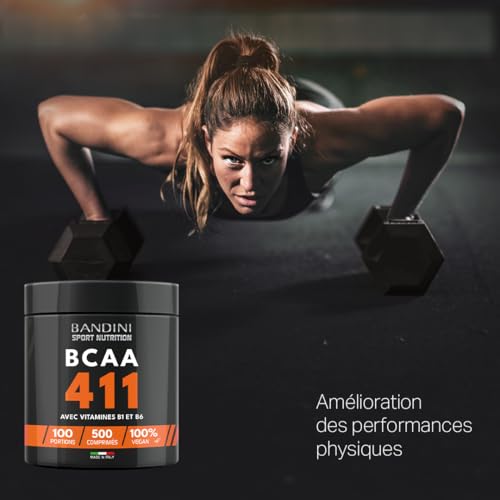 Bandini® BCAA 4.1.1 500 Comprimés = 100 Entrainements | Pré-workout Booster puissant | Sans OGM | Musculation & Fitness | Acide Aminés Essentiels Valine Leucine Vitamine B1 et B6 | Assimilation Rapide – Image 7