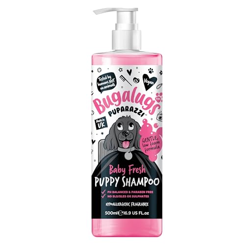 BUGALUGS Baby Fresh Dog Shampoo grooming products for smelly dogs with baby powder scent Bugalug best puppy shampoo and conditioner for Dogs Sensitive Skin professional Pet (Puppy Shampoo 500ml)