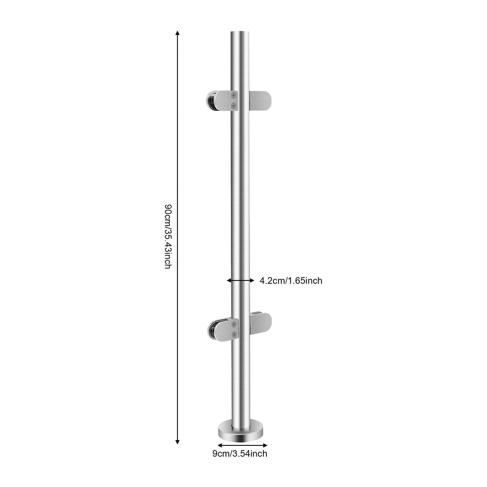 Ringhiera in acciaio inox da 90 cm con morsetti in vetro per 10-12 mm, per la sicurezza di giardino, piscina e balcone, design elegante