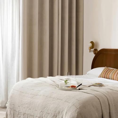 Rideau Occultant Chambre Velours Beige Isolant Anti Lumière