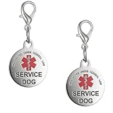 2Pcs Service Dog Tag Industrial Puppy for Service Animals, Emotional Support Dogs & Therapy Dogs Stainless Steel with Medical Alert Symbol Easily Attach to Collar Harness